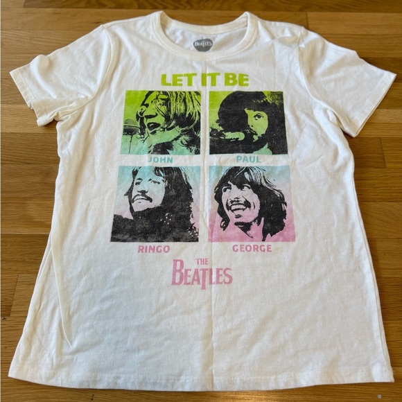 The Beatles Tops - The Beatles White Let It Be Short Sleeve Tee